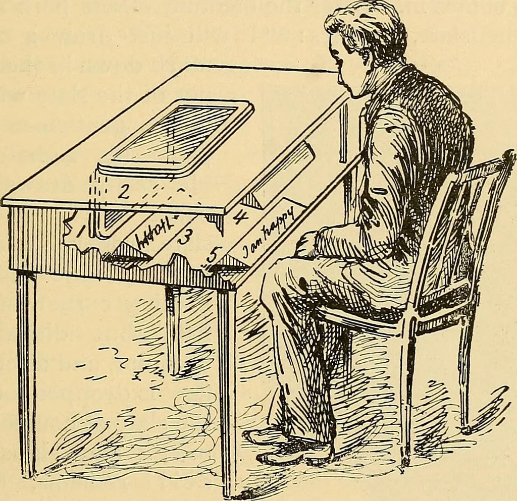 An illustration from Spirit slate writing and kindred phenomena, 1898, leaf 60