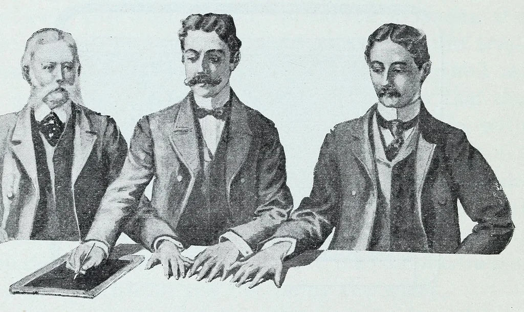 An illustration from Spirit slate writing and kindred phenomena, 1898, leaf 42