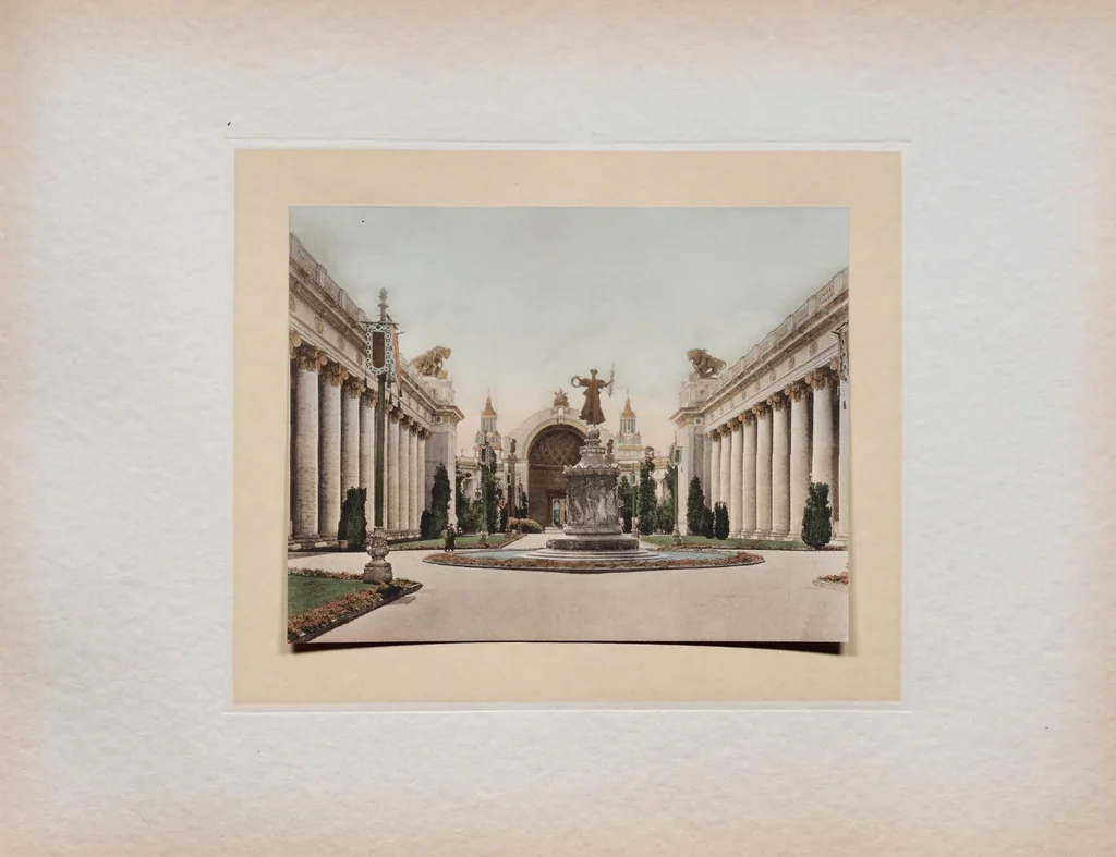 An illustration from The splendors of the Panama-Pacific international exposition in hand coloured illustrations, 1915, leaf 51