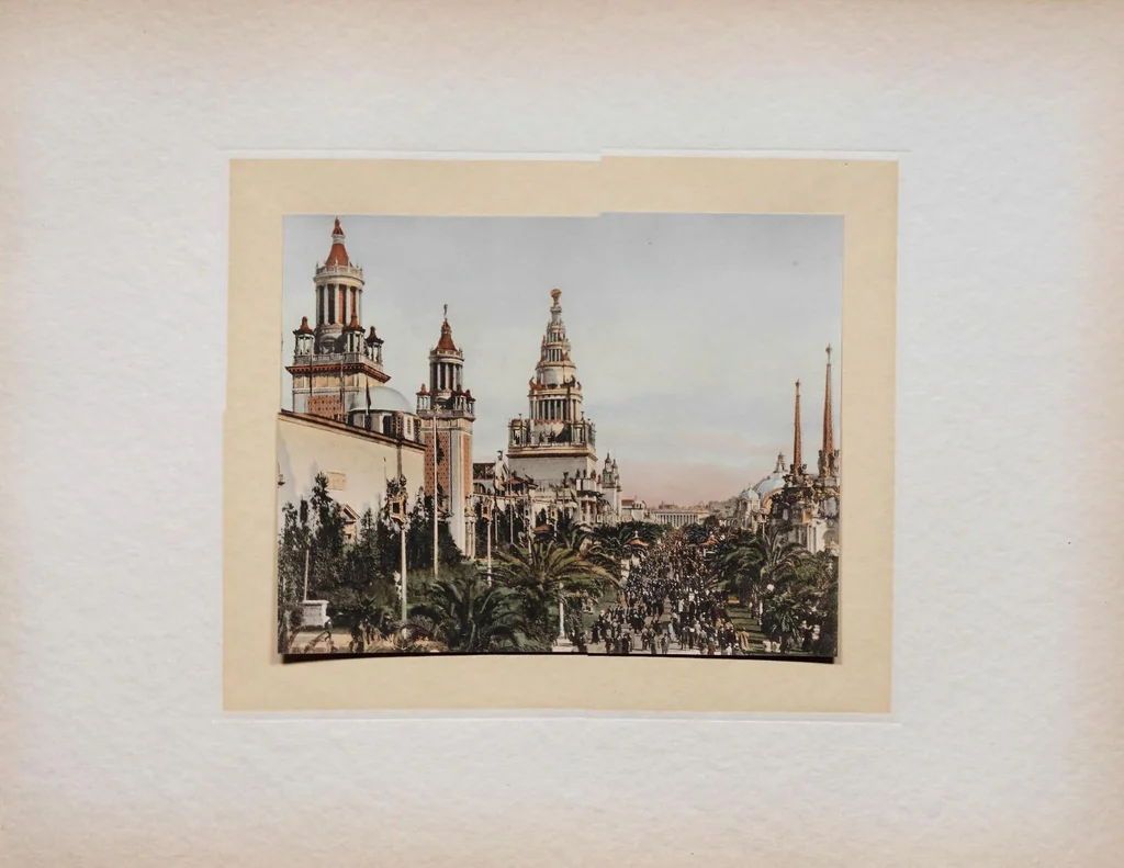 An illustration from The splendors of the Panama-Pacific international exposition in hand coloured illustrations, 1915, leaf 59