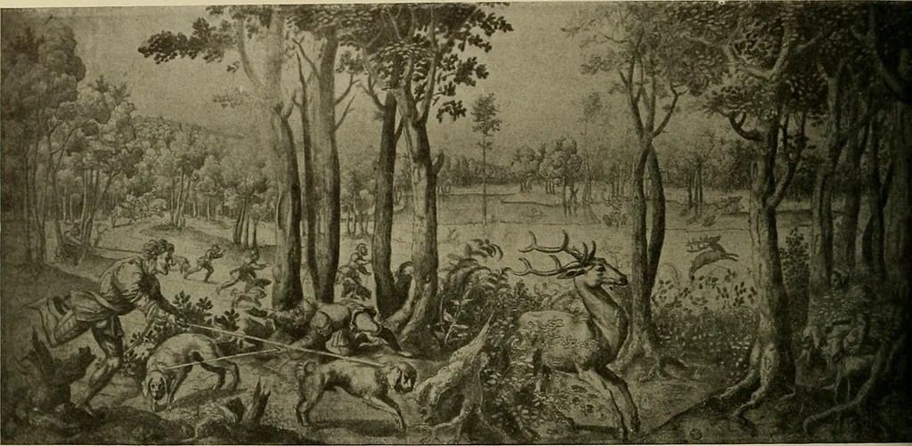 An illustration from Sport in art; an iconography of sport during four hundred years from the beginning of the fifteenth of the end of the eighteenth centuries, 1913, leaf 105