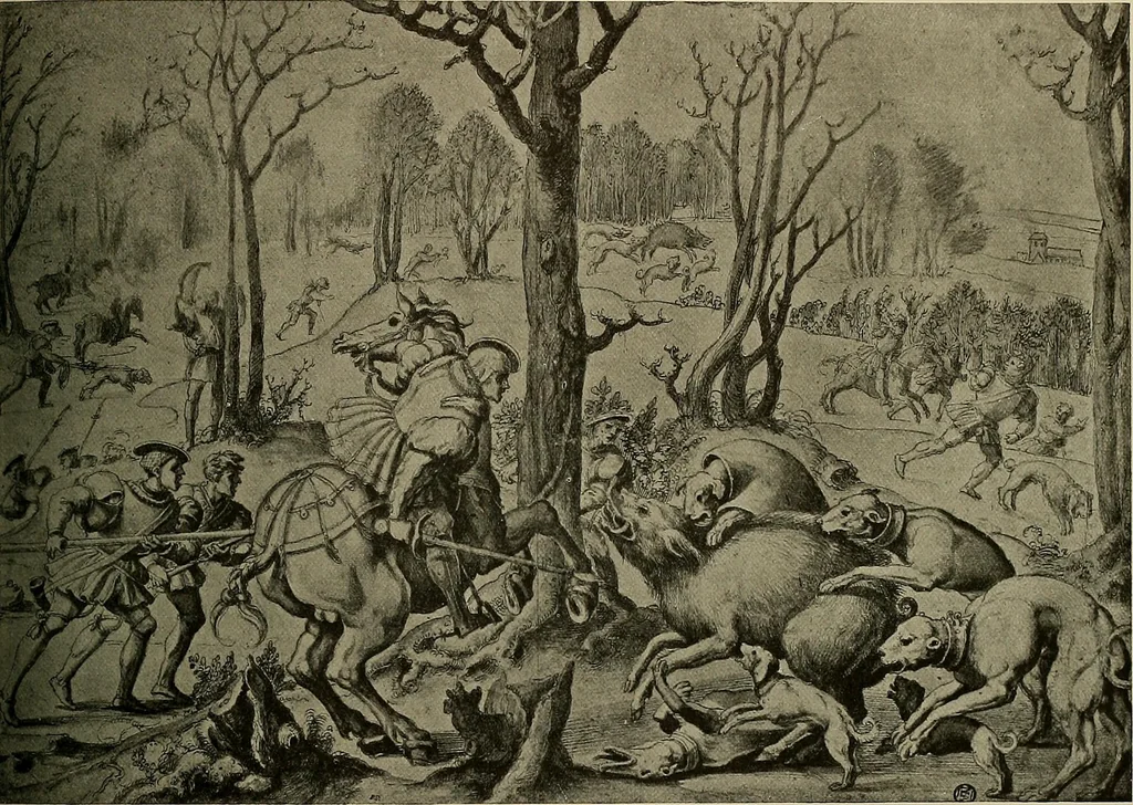 An illustration from Sport in art; an iconography of sport during four hundred years from the beginning of the fifteenth of the end of the eighteenth centuries, 1913, leaf 110