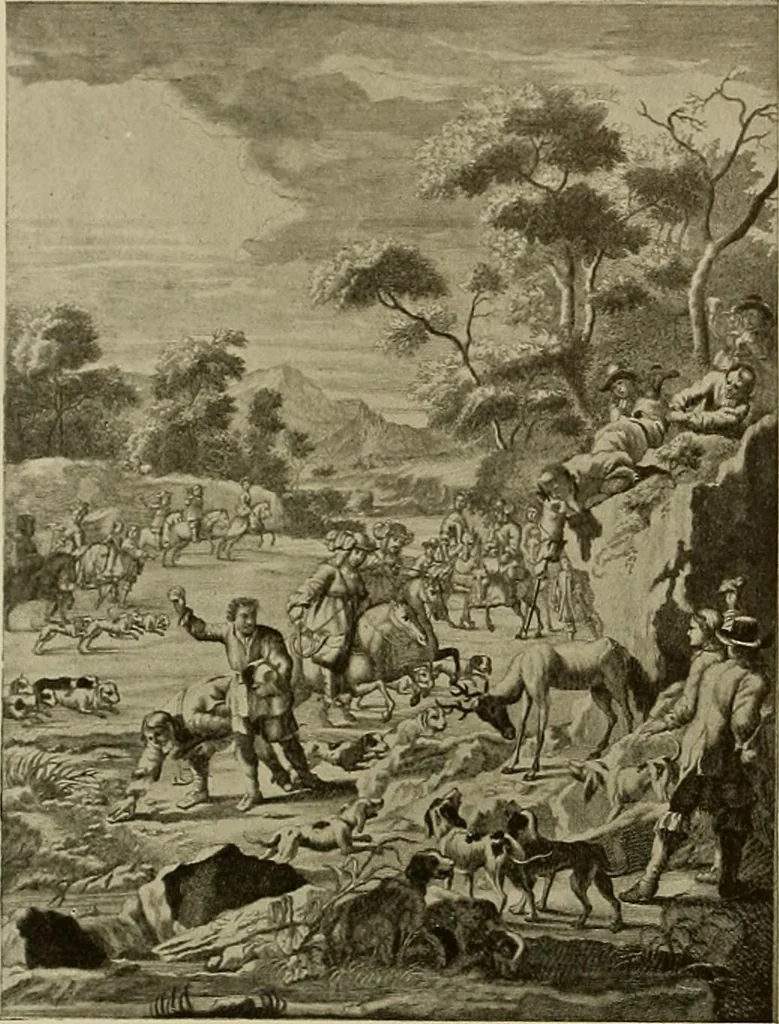 An illustration from Sport in art; an iconography of sport during four hundred years from the beginning of the fifteenth of the end of the eighteenth centuries, 1913, leaf 253