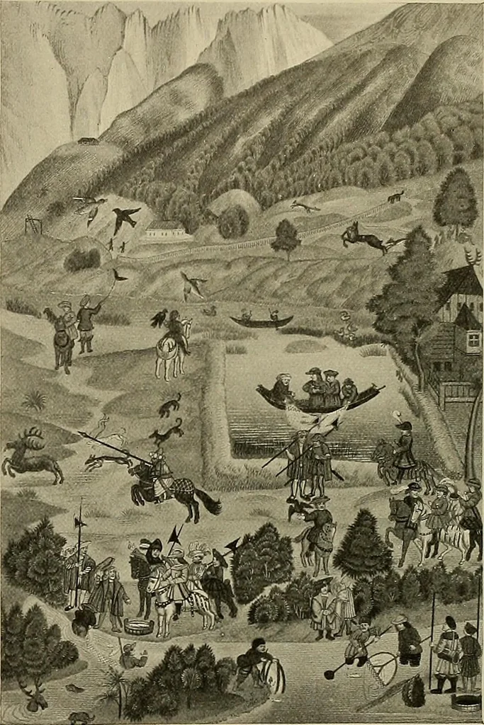 An illustration from Sport in art; an iconography of sport during four hundred years from the beginning of the fifteenth of the end of the eighteenth centuries, 1913, leaf 90