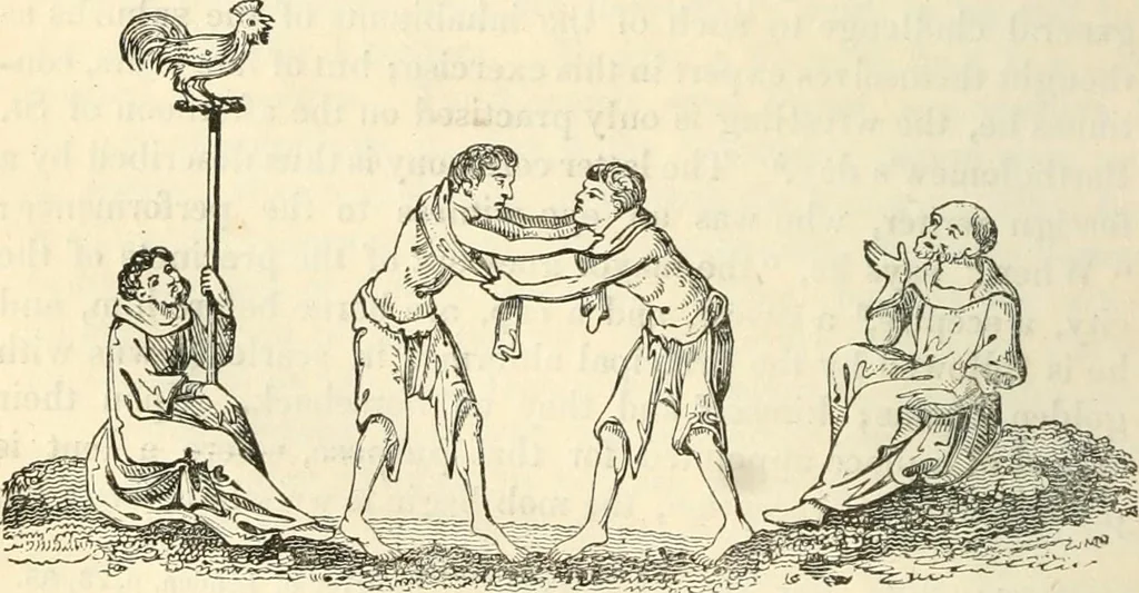An illustration from The sports and pastimes of the people of England : Including the rural and domestic recreations, May games, mummeries, shows, processions, pageants, and pompous spectacles, from the earliest period to the present time, 1845, leaf 149