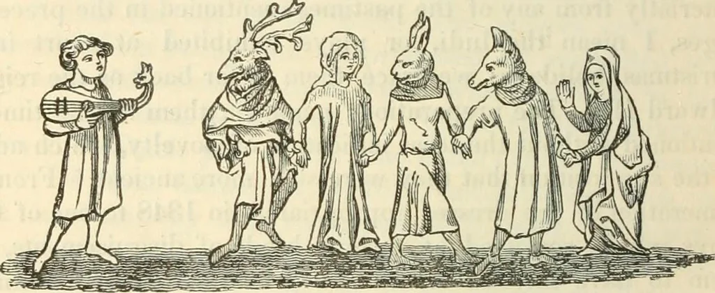 An illustration from The sports and pastimes of the people of England : Including the rural and domestic recreations, May games, mummeries, shows, processions, pageants, and pompous spectacles, from the earliest period to the present time, 1845, leaf 227