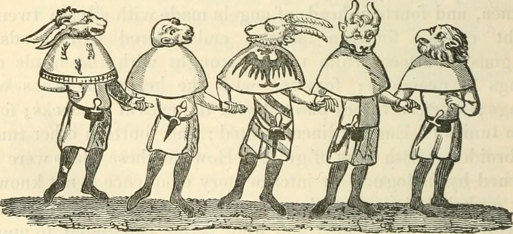 An illustration from The sports and pastimes of the people of England : Including the rural and domestic recreations, May games, mummeries, shows, processions, pageants, and pompous spectacles, from the earliest period to the present time, 1845, leaf 227