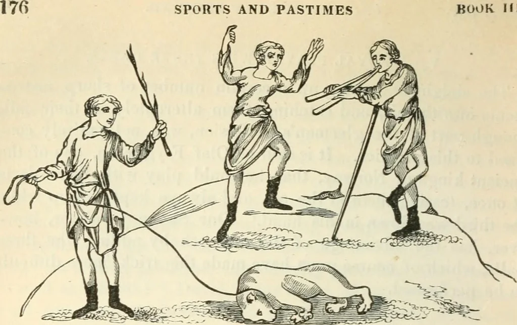 An illustration from The sports and pastimes of the people of England : Including the rural and domestic recreations, May games, mummeries, shows, processions, pageants, and pompous spectacles, from the earliest period to the present time, 1845, leaf 243