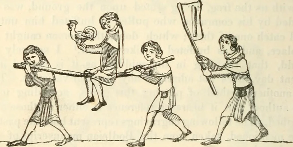 An illustration from The sports and pastimes of the people of England : Including the rural and domestic recreations, May games, mummeries, shows, processions, pageants, and pompous spectacles, from the earliest period to the present time, 1845, leaf 461