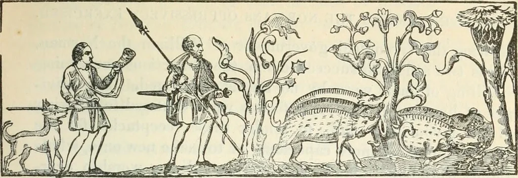 An illustration from The sports and pastimes of the people of England : Including the rural and domestic recreations, May games, mummeries, shows, processions, pageants, and pompous spectacles, from the earliest period to the present time, 1845, leaf 72