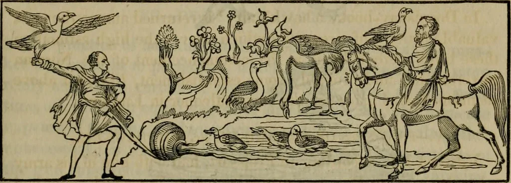 An illustration from The sports and pastimes of the people of England : including the rural and domestic recreations, May games, mummeries, shows, processions, pageants, and pompous spectacles, from the earliest period to the present time, 1830, leaf 100