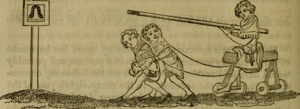 An illustration from The sports and pastimes of the people of England : including the rural and domestic recreations, May games, mummeries, shows, processions, pageants, and pompous spectacles, from the earliest period to the present time, 1830, leaf 189