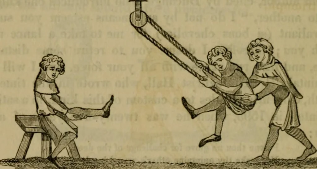 An illustration from The sports and pastimes of the people of England : including the rural and domestic recreations, May games, mummeries, shows, processions, pageants, and pompous spectacles, from the earliest period to the present time, 1830, leaf 193