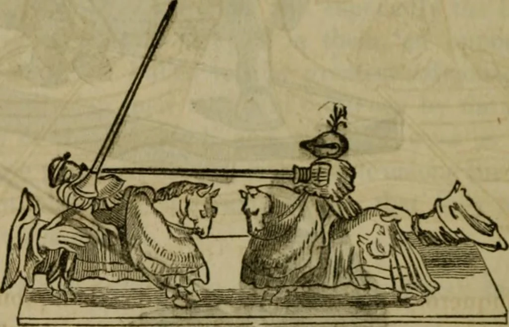 An illustration from The sports and pastimes of the people of England : including the rural and domestic recreations, May games, mummeries, shows, processions, pageants, and pompous spectacles, from the earliest period to the present time, 1830, leaf 217