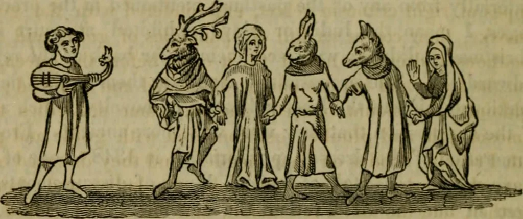 An illustration from The sports and pastimes of the people of England : including the rural and domestic recreations, May games, mummeries, shows, processions, pageants, and pompous spectacles, from the earliest period to the present time, 1830, leaf 231