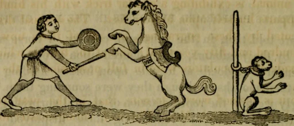 An illustration from The sports and pastimes of the people of England : including the rural and domestic recreations, May games, mummeries, shows, processions, pageants, and pompous spectacles, from the earliest period to the present time, 1830, leaf 315