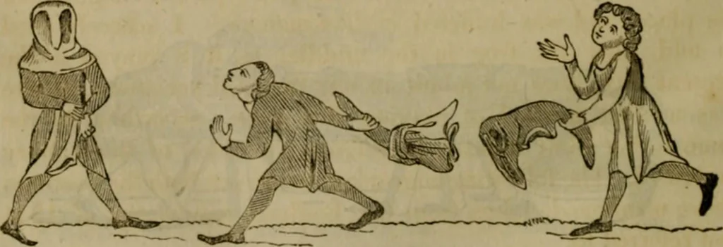 An illustration from The sports and pastimes of the people of England : including the rural and domestic recreations, May games, mummeries, shows, processions, pageants, and pompous spectacles, from the earliest period to the present time, 1830, leaf 463