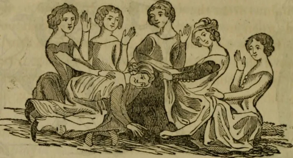 An illustration from The sports and pastimes of the people of England : including the rural and domestic recreations, May games, mummeries, shows, processions, pageants, and pompous spectacles, from the earliest period to the present time, 1830, leaf 465