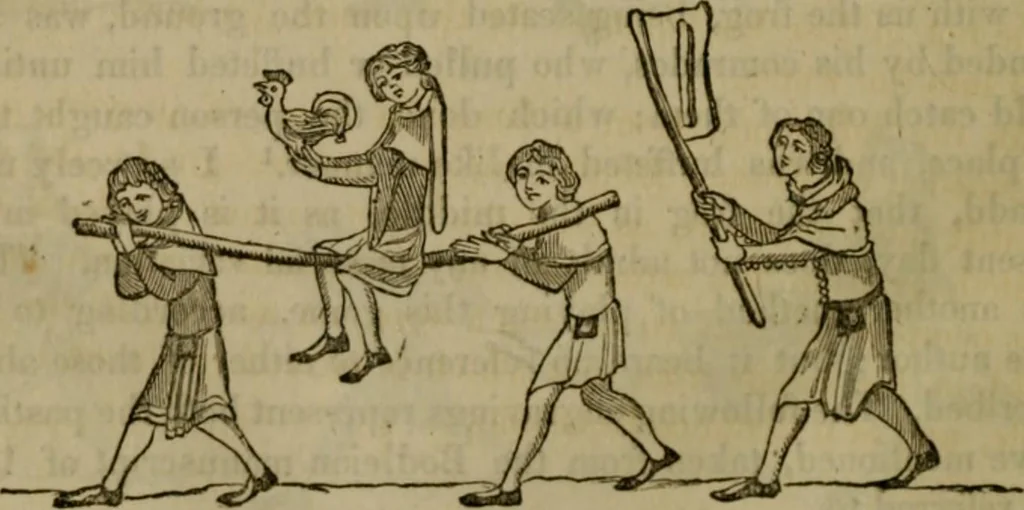 An illustration from The sports and pastimes of the people of England : including the rural and domestic recreations, May games, mummeries, shows, processions, pageants, and pompous spectacles, from the earliest period to the present time, 1830, leaf 465