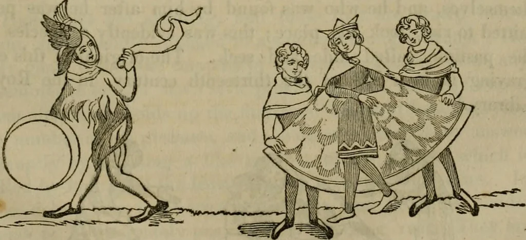 An illustration from The sports and pastimes of the people of England : including the rural and domestic recreations, May games, mummeries, shows, processions, pageants, and pompous spectacles, from the earliest period to the present time, 1830, leaf 470