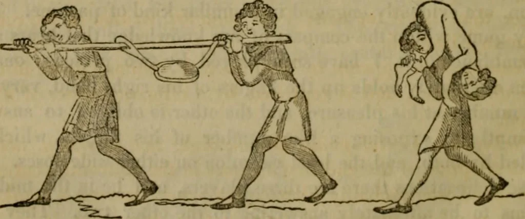 An illustration from The sports and pastimes of the people of England : including the rural and domestic recreations, May games, mummeries, shows, processions, pageants, and pompous spectacles, from the earliest period to the present time, 1830, leaf 473