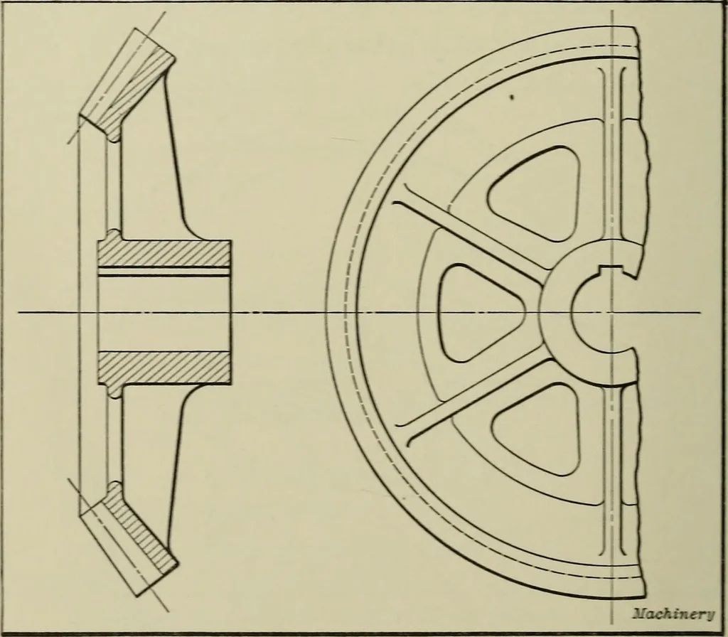 An illustration from Spur and bevel gearing; a treatise on the principles, dimensions, calculation, design and strength of spur and bevel gearing, together with chapters on special tooth forms and methods of cutting gear teeth, 1914, leaf 251