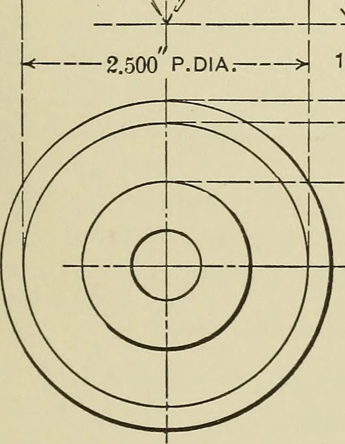 An illustration from Spur and bevel gearing; a treatise on the principles, dimensions, calculation, design and strength of spur and bevel gearing, together with chapters on special tooth forms and methods of cutting gear teeth, 1914, leaf 314
