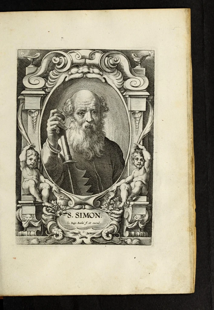 An illustration from SS. apostolorum et evangelistarum icones cum suis parergis a Theodoro VanLonto, delineatae, 1620, leaf 41