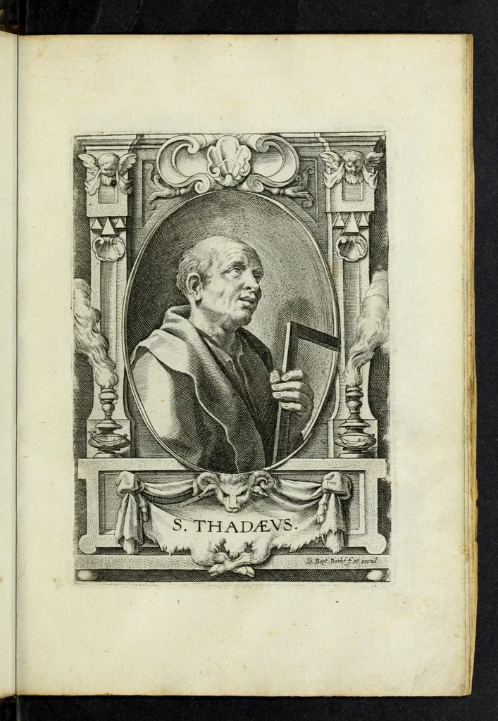 An illustration from SS. apostolorum et evangelistarum icones cum suis parergis a Theodoro VanLonto, delineatae, 1620, leaf 43