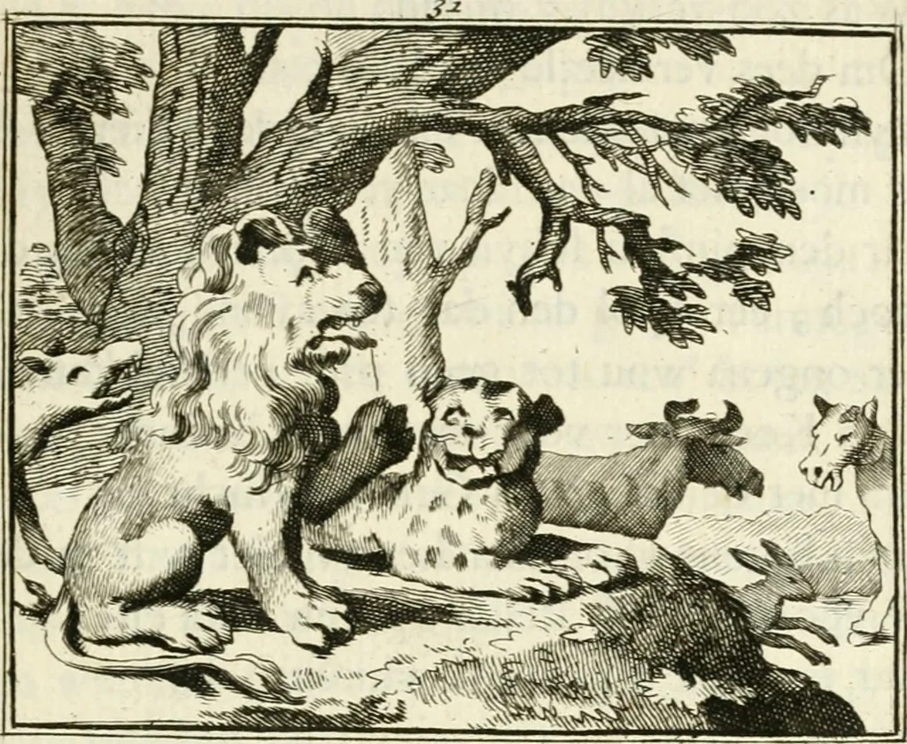An illustration from Staat- en zedekundige zinneprenten, of, Leerzame fabelen, 1731, leaf 148