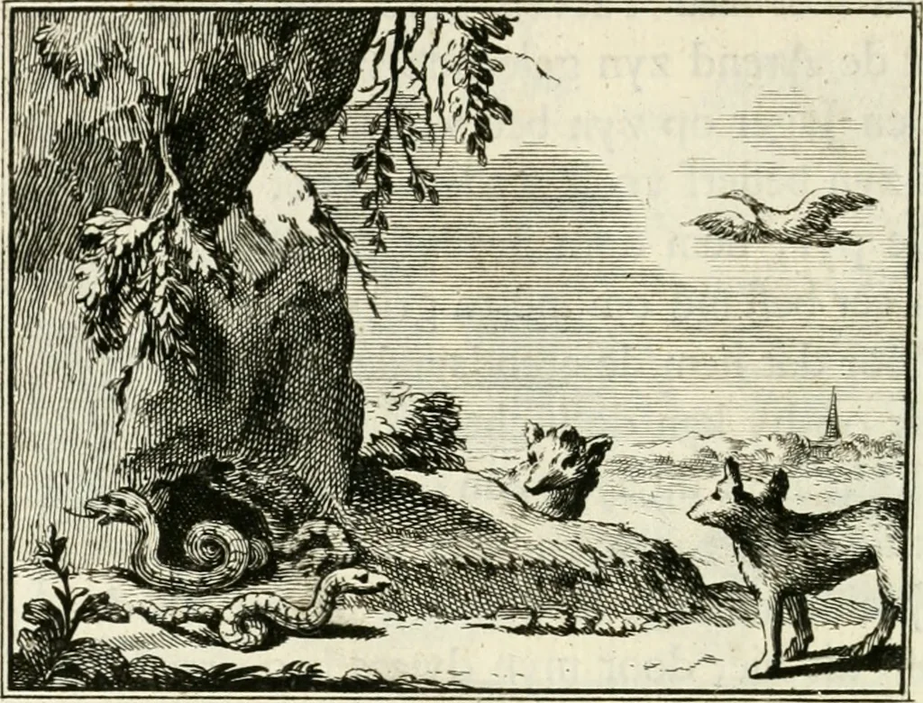 An illustration from Staat- en zedekundige zinneprenten, of, Leerzame fabelen, 1731, leaf 183