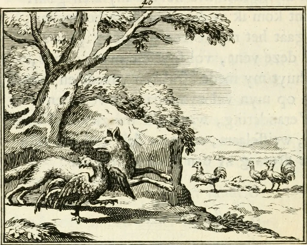 An illustration from Staat- en zedekundige zinneprenten, of, Leerzame fabelen, 1731, leaf 197