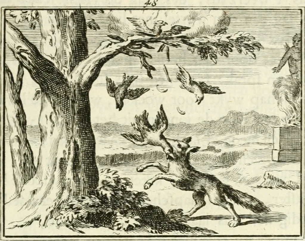An illustration from Staat- en zedekundige zinneprenten, of, Leerzame fabelen, 1731, leaf 202