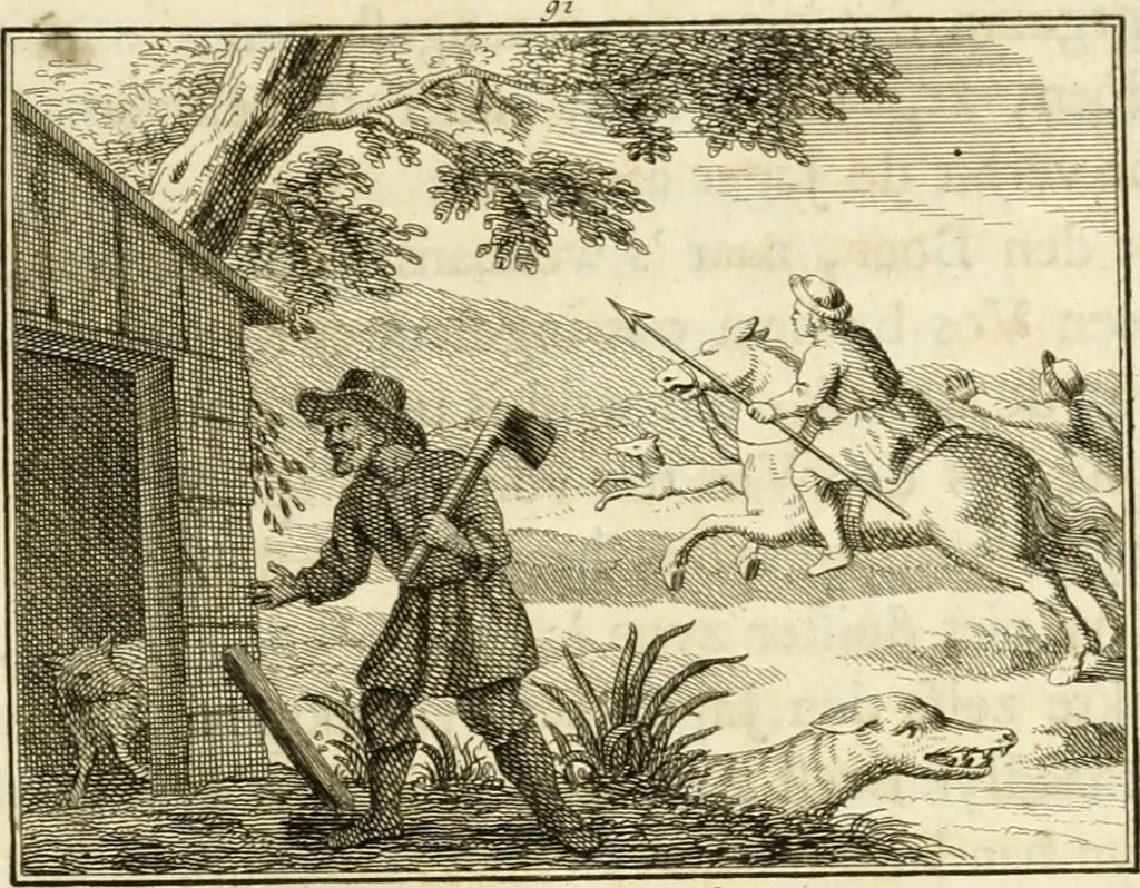 An illustration from Staat- en zedekundige zinneprenten, of, Leerzame fabelen, 1731, leaf 334