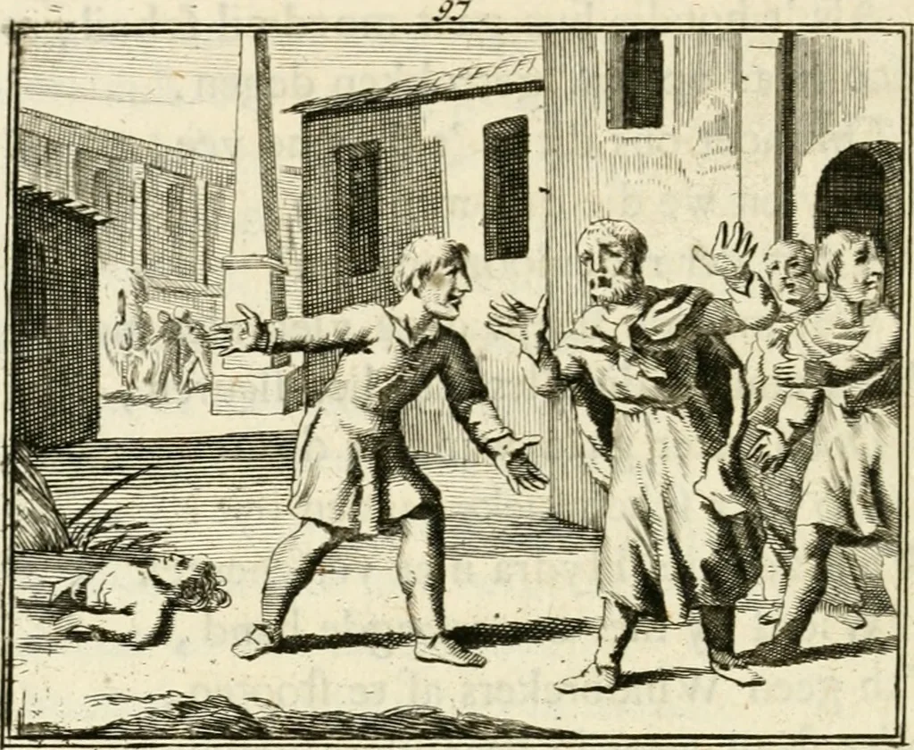 An illustration from Staat- en zedekundige zinneprenten, of, Leerzame fabelen, 1731, leaf 353