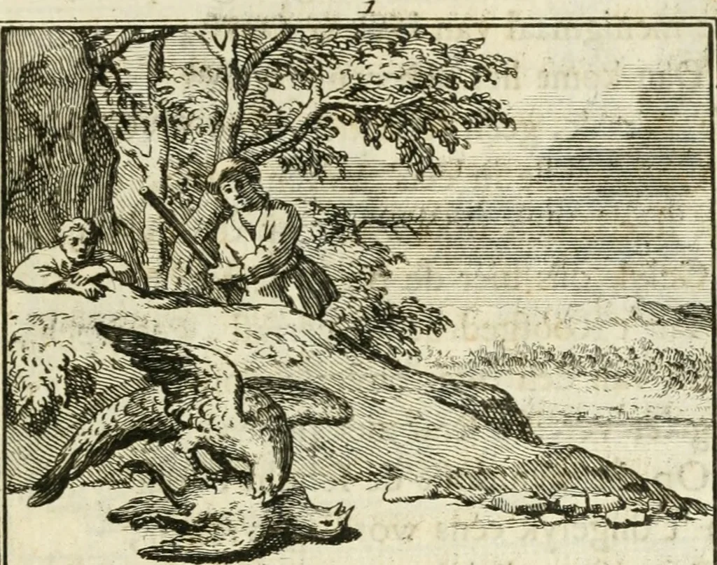 An illustration from Staat- en zedekundige zinneprenten, of, Leerzame fabelen, 1731, leaf 56