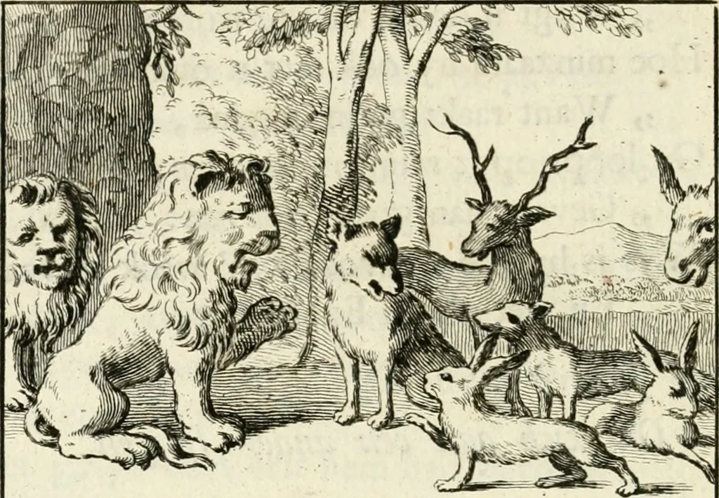 An illustration from Staat- en zedekundige zinneprenten, of, Leerzame fabelen, 1731, leaf 69