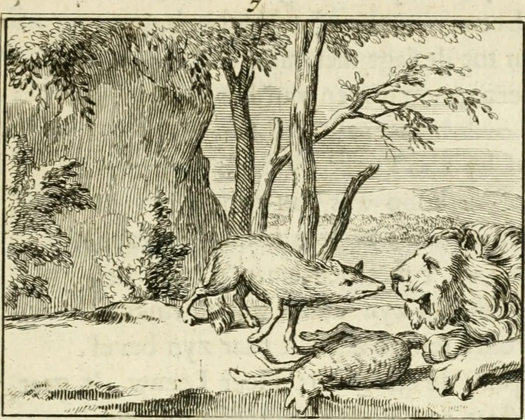 An illustration from Staat- en zedekundige zinneprenten, of, Leerzame fabelen, 1731, leaf 72