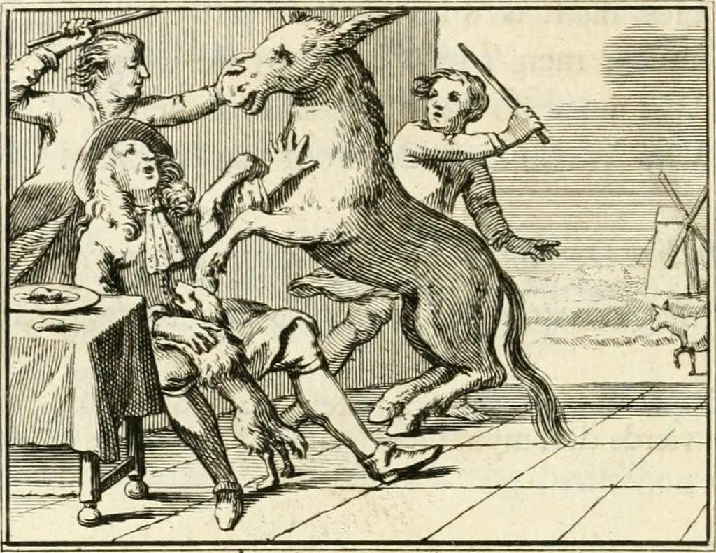 An illustration from Staat- en zedekundige zinneprenten, of, Leerzame fabelen, 1731, leaf 85