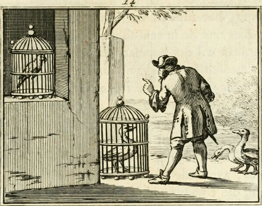 An illustration from Staat- en zedekundige zinneprenten, of, Leerzame fabelen, 1731, leaf 94