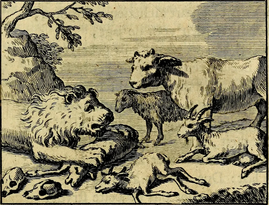 An illustration from Staat- en zedekundige zinneprenten, of, Leerzame fabelen : die van den Heere La Court speelswyze, 1731, leaf 102