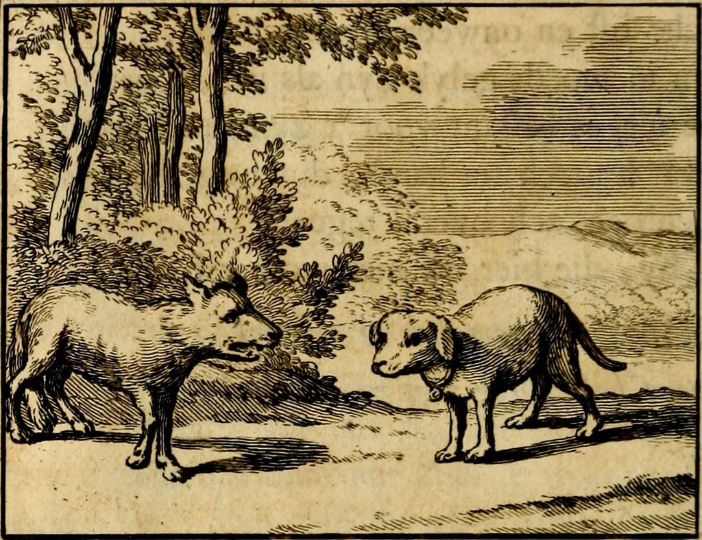 An illustration from Staat- en zedekundige zinneprenten, of, Leerzame fabelen : die van den Heere La Court speelswyze, 1731, leaf 105