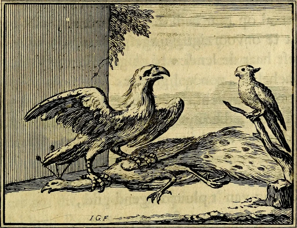 An illustration from Staat- en zedekundige zinneprenten, of, Leerzame fabelen : die van den Heere La Court speelswyze, 1731, leaf 108