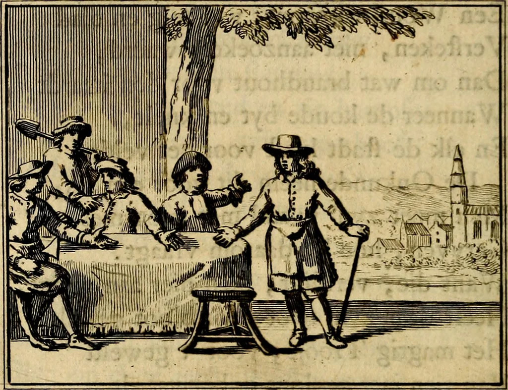 An illustration from Staat- en zedekundige zinneprenten, of, Leerzame fabelen : die van den Heere La Court speelswyze, 1731, leaf 121