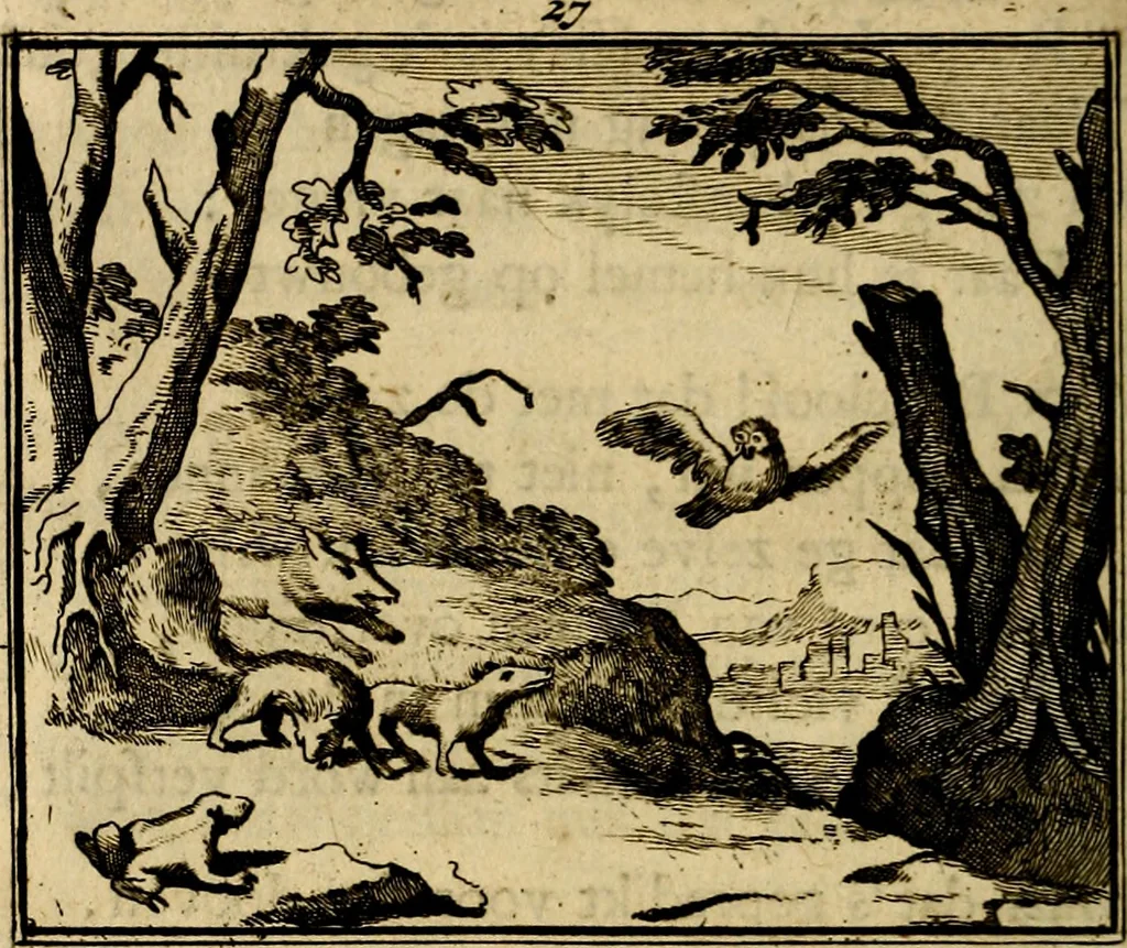 An illustration from Staat- en zedekundige zinneprenten, of, Leerzame fabelen : die van den Heere La Court speelswyze, 1731, leaf 137