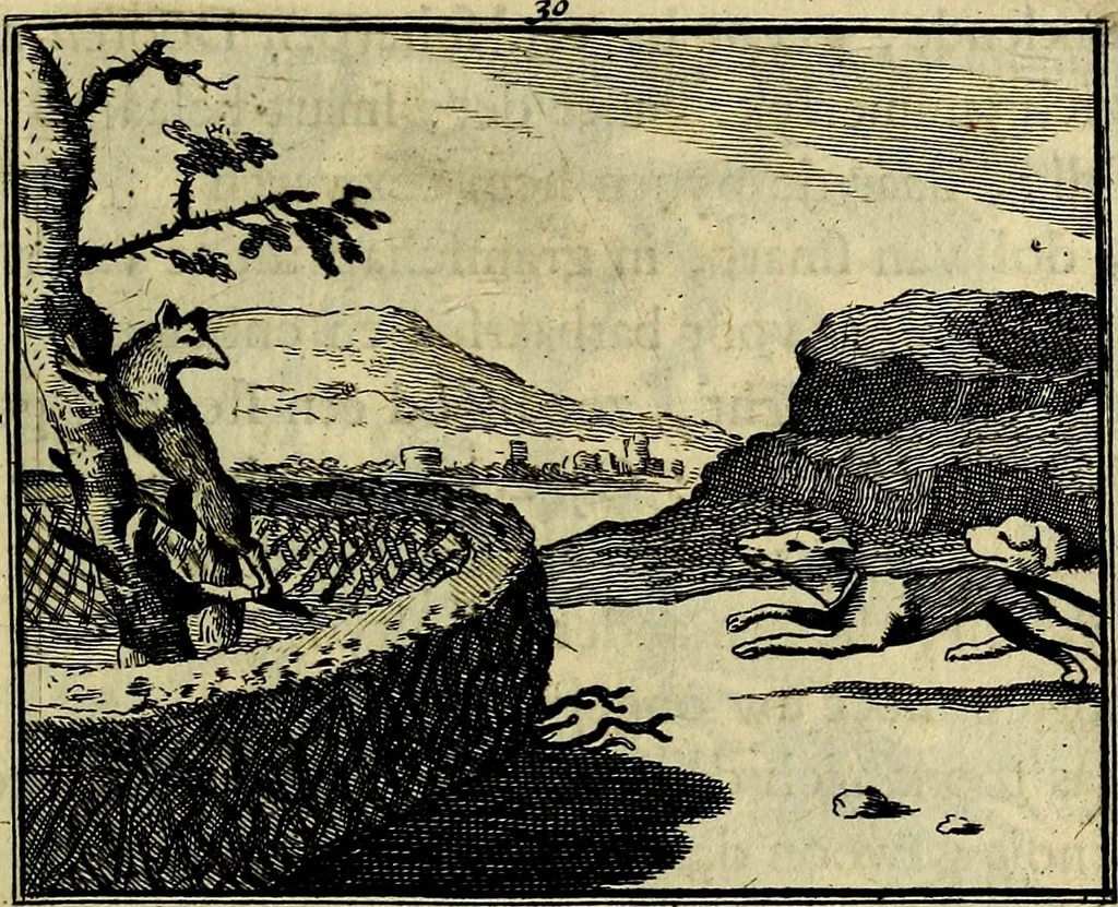 An illustration from Staat- en zedekundige zinneprenten, of, Leerzame fabelen : die van den Heere La Court speelswyze, 1731, leaf 146