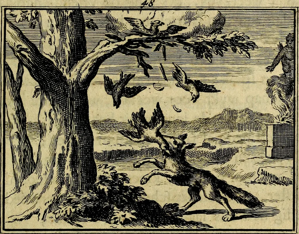 An illustration from Staat- en zedekundige zinneprenten, of, Leerzame fabelen : die van den Heere La Court speelswyze, 1731, leaf 202