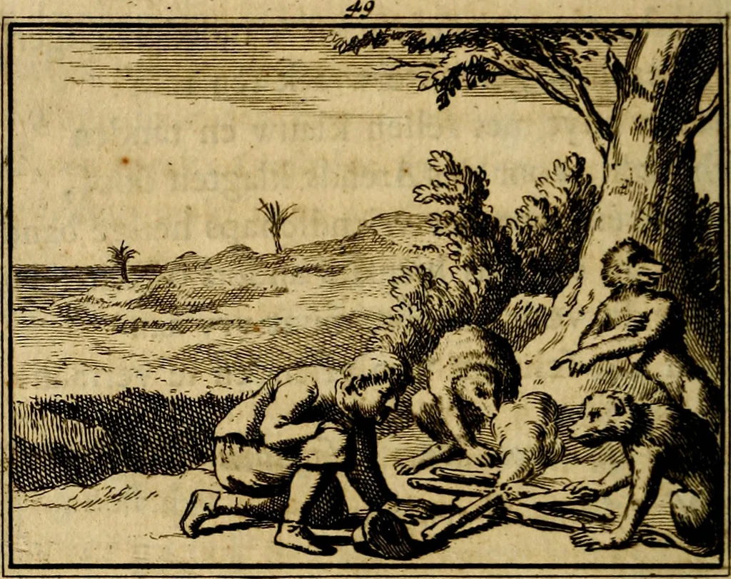 An illustration from Staat- en zedekundige zinneprenten, of, Leerzame fabelen : die van den Heere La Court speelswyze, 1731, leaf 205