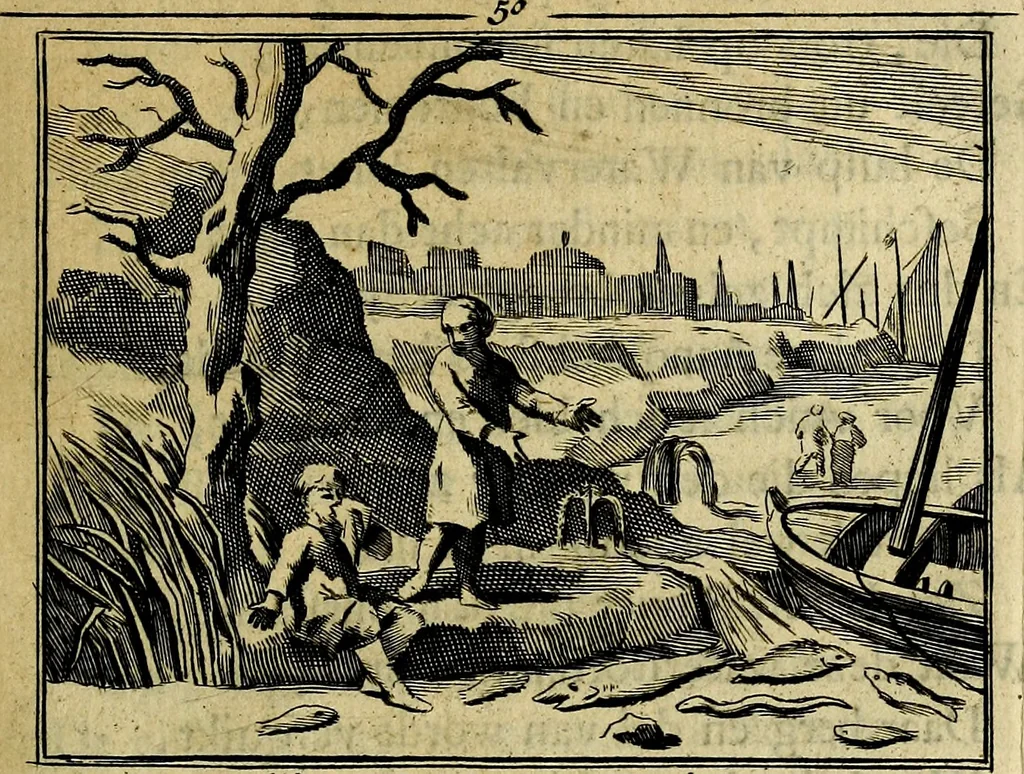 An illustration from Staat- en zedekundige zinneprenten, of, Leerzame fabelen : die van den Heere La Court speelswyze, 1731, leaf 208