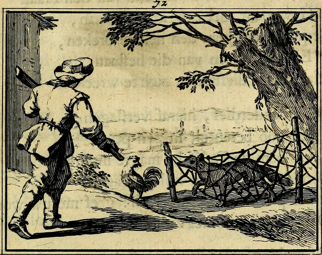 An illustration from Staat- en zedekundige zinneprenten, of, Leerzame fabelen : die van den Heere La Court speelswyze, 1731, leaf 278